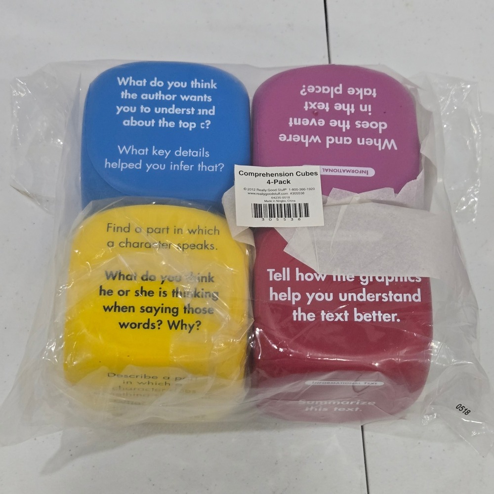 Really Good Stuff Comprehension Cubes 4-Pack Educational Learning Toy Grade 2-3